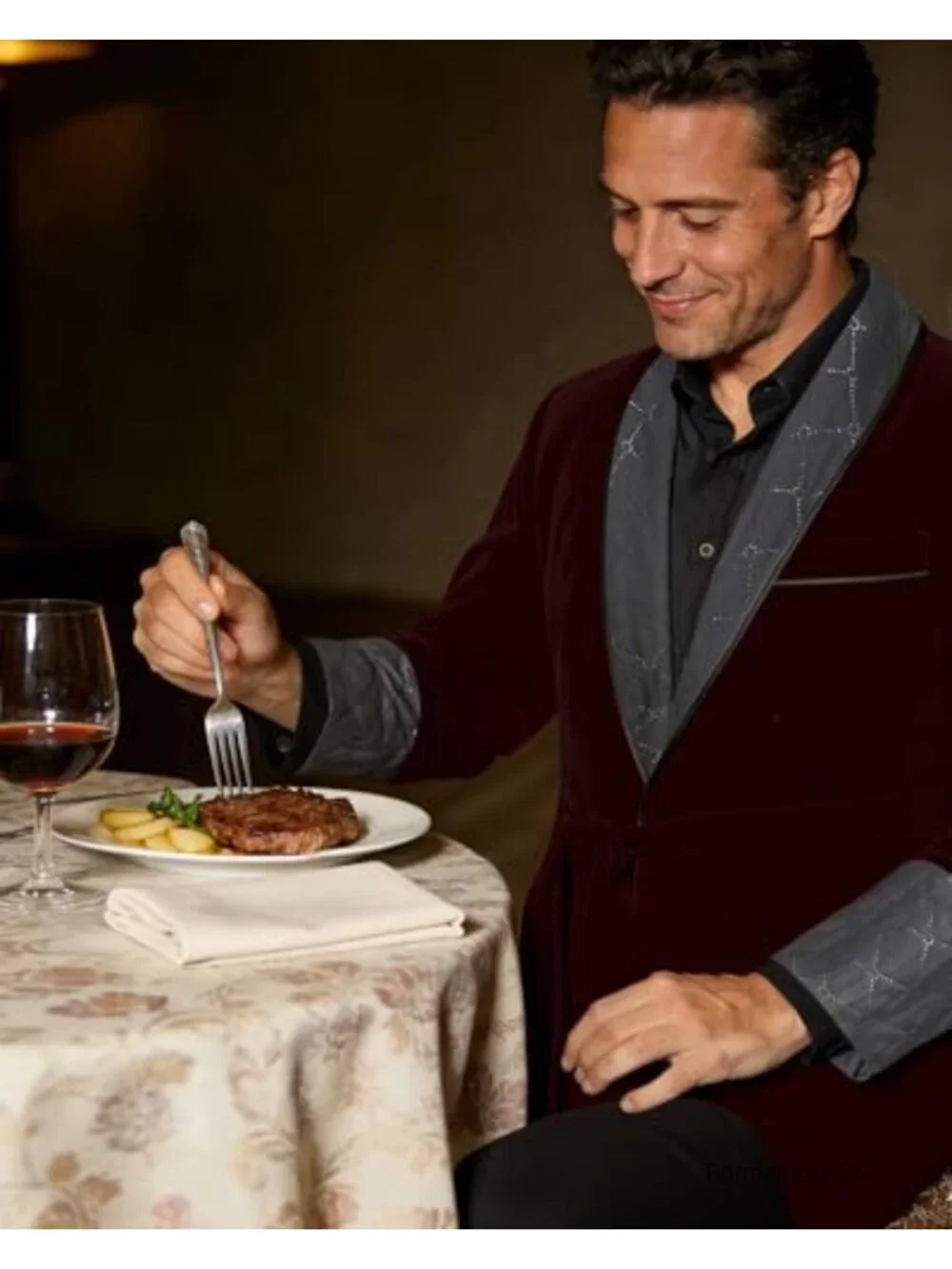 Men's Velvet Smoking Jacket Shawl Collar Quilted Satin Robe with Belt